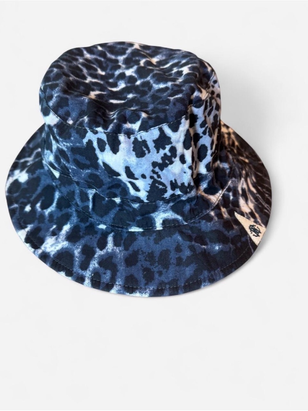 Roberto Cavalli Kids Navy and Light Blue Leopard-Print Bucket Hat